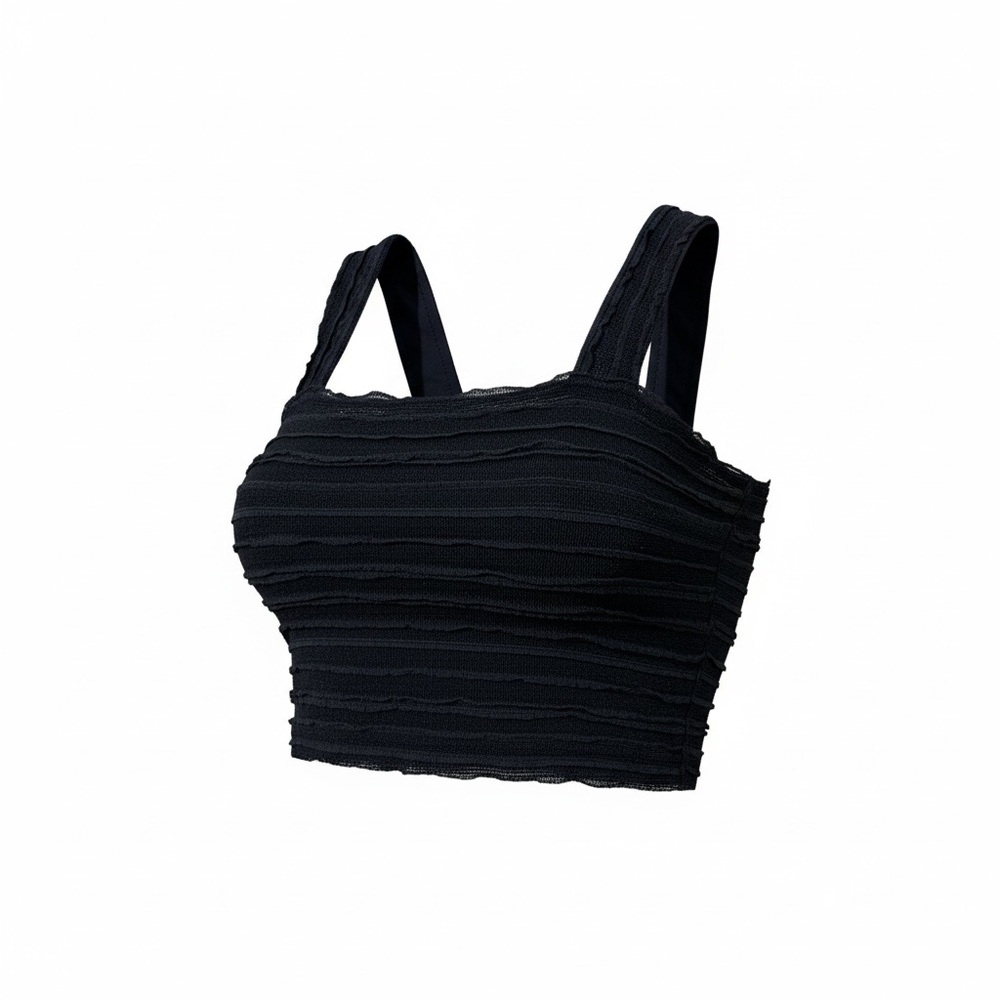 FREE PEOPLE Black Textured Crop Top